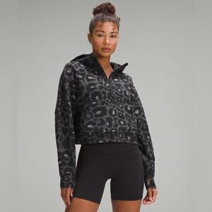NWT Lululemon Scuba Oversized Half-Zip Hoodie, XS/S, Spray Leopard WP Graphite
